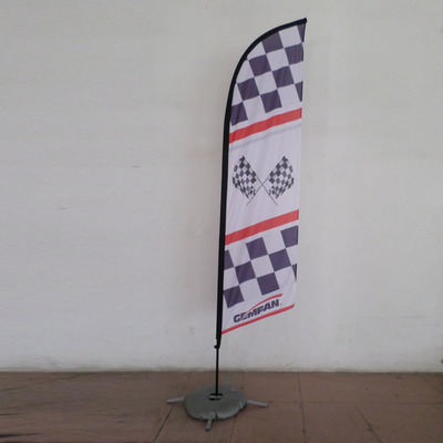 Singola e doppia dei lati stampa della bandiera di spiaggia all'aperto promozionale