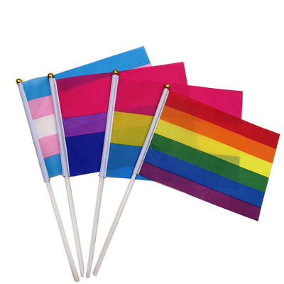 Bandiere d'ondeggiamento della mano personali poliestere di Falgs 100D della mano di Hotsale LGBT
