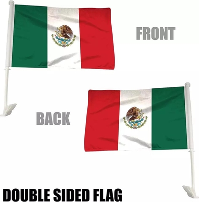 Lo schermo su ordinazione della bandiera dell'automobile ha stampato la bandiera dell'automobile del Messico con Palo di plastica