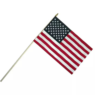 Le bandiere americane tenute in mano personali hanno tricottato il poliestere con Palo bianco