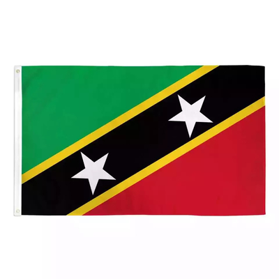 La st su ordinazione San Cristobal di dimensione e la bandiera del Nevis singola/doppio hanno parteggiato stampando il colore di CMYK