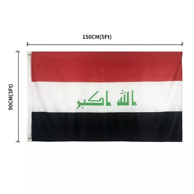 Bandiera nazionale 3x5ft dell'Irak del poliestere singoli/doppio parteggiato stampando le bandiere